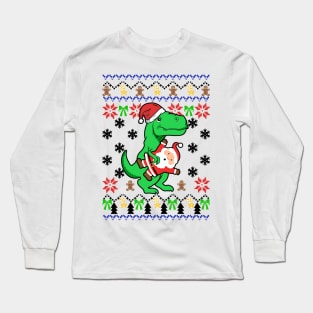 Ugly Christmas sweater dinosaur Long Sleeve T-Shirt